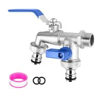 Rubinetto Giardino1/2 Rubinetti da Esterno - alta antigelo -10℃, alta Temperatura 120℃, Rubinetto Doppio Giardino Con 2 Connettori per Tubo Rubinetto Esterno per Lavatrice, Macchina Pioggia, Barile