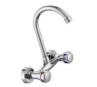 Rubinetto girevole a 360 gradi, design a parete, doppia maniglia, funzionamento per miscelatore acqua calda e fredda, facile installazione, rubinetto da bagno acqua fredda e calda