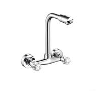 Rubinetto girevole a 360 gradi in ottone per lavello da cucina, doppio foro, con schiuma a risparmio idrico, base a prova di perdite e manopola di controllo della temperatura regolabile (A)