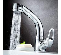 Rubinetto girevole per lavabo da bagno, rubinetto estraibile da cucina, regolabile in altezza, acqua calda e fredda, design moderno flessibile per un facile utilizzo