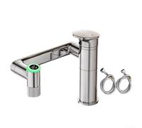 Rubinetto girevole per lavabo regolabile in altezza con display a LED della temperatura, rubinetto girevole a 1080°, spruzzatore a doppia modalità per lavandino, struttura in ottone e acciaio