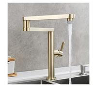Rubinetto Girevole, Rubinetto da cucina pieghevole in ottone Bracci oscillanti a doppio snodo Acqua fredda calda for lavello a tre sezioni a doppia funzione(Brushed Double)