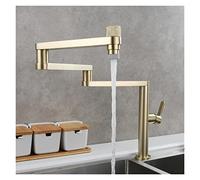 Rubinetto Girevole, Rubinetto da cucina pieghevole in ottone Bracci oscillanti a doppio snodo Acqua fredda calda for lavello a tre sezioni a doppia funzione(Brushed Three)