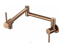 Rubinetto Girevole, Rubinetto riempitivo a parete da cucina pieghevole a for lavabo monoforo singolo freddo Ruota beccuccio in ottone rotondo(Rose Gold)