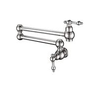 Rubinetto Girevole, Rubinetto riempitivo a parete da cucina pieghevole in oro spazzolato singolo for lavello a freddo Ruota beccuccio Ottone cromato(2)