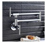 Rubinetto Girevole, Rubinetto riempitivo for pentole in ottone nero nichel cromato da cucina a parete monoforo singolo freddo Ruota beccuccio pieghevole(A-Chrome)