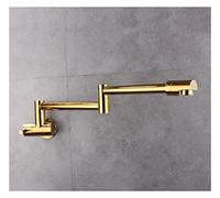 Rubinetto Girevole, Rubinetto riempitivo for pentole in ottone nero nichel cromato da cucina a parete monoforo singolo freddo Ruota beccuccio pieghevole(B-Gold)