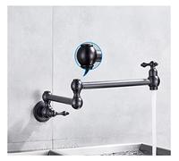 Rubinetto Girevole, Rubinetto riempitivo for pentole in ottone nero nichel cromato da cucina a parete monoforo singolo freddo Ruota beccuccio pieghevole(C-Oil Rubbed Bronze)