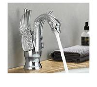 Rubinetto, Gold Luxury Bathroom Sink Rubinetto Vintage Rame Swan Style Personality Moda Moda Mount Mount Miscelatore caldo e freddo Miscelatore Nero Bacino Rubinetto(Short Chrome)