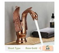 Rubinetto, Gold Luxury Bathroom Sink Rubinetto Vintage Rame Swan Style Personality Moda Moda Mount Mount Miscelatore caldo e freddo Miscelatore Nero Bacino Rubinetto(Short Rose Gold)