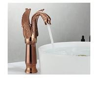 Rubinetto, Gold Luxury Bathroom Sink Rubinetto Vintage Rame Swan Style Personality Moda Moda Mount Mount Miscelatore caldo e freddo Miscelatore Nero Bacino Rubinetto(High Rose Gold)