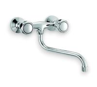 Rubinetto gruppo lavello a muro bagno in ottone cromato