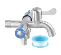 Rubinetto in acciaio inossidabile a 3 vie con valvola ad angolo a 2 vie, adatto per lavatrice e lavandino, multiuso, materiale SUS304 (B)