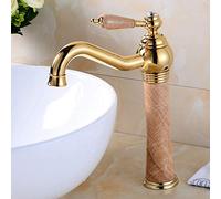 Rubinetto in Giada Naturale Tutto Bronzo e Oro Rubinetto per Acqua Calda e Fredda in Oro Antico sotto Il palco Rubinetto per lavabo Rubinetto per Vaso (Oro Rosa)