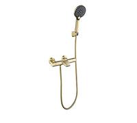 Rubinetto in oro spazzolato da bagno in oro spazzolato Mixer da bagno a parete con doccia portatile set in ottone Termostato di ricarica del bagno montato a parete Benneta con 38 ° C ， LWX