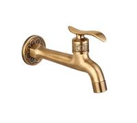 Rubinetto in ottone anticato, con maniglia, per lavanderia, bagno, montaggio a parete, lavatrice, rubinetto per esterni, da giardino, tubo semplice, acqua fredda