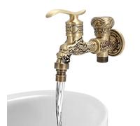 Rubinetto in Ottone Anticato con Maniglia, Rubinetto Dell'acqua per Montaggio a Parete per Lavanderia, Bagno, Lavatrice, Rubinetto per Esterni, da Giardino, Tubo Semplice, Acqua Fredda