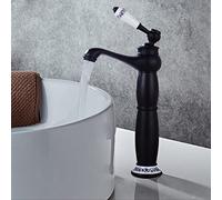 Rubinetto in ottone anticato, per bagno, miscelatore monocomando per lavabo, per bagno, stile vintage, altezza 24 cm, acqua fredda e calda, stile rustico, colore nero