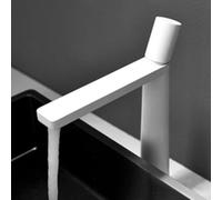 Rubinetto in rame con cappello di paglia rialzato per lavabo con maniglia a leva miscelatore caldo e freddo, progettato per il flusso d'acqua ergonomico e il controllo della temperatura (bianco)