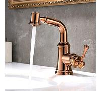 Rubinetto in rame puro personalizzato di fascia alta Stile europeo Americano Antico Cucina Rubinetti Bagno Lavabo Doppio Scopo Pull Rubinetti Piccola Doccia/Oro Rosa Buono