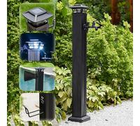 Rubinetto indipendente durevole con luce notturna a LED colonna d'acqua esterna antigelo alimentata a energia solare for l'uso tutto l'anno(Black With Dual Faucet,110cm)