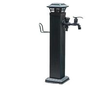 Rubinetto indipendente durevole con luce notturna a LED colonna d'acqua esterna antigelo alimentata a energia solare for l'uso tutto l'anno(Black With Dual Faucet,65.5cm)