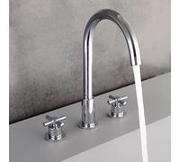 Rubinetto lavabo bagno 3 fori, rubinetto bagno in ottone, rubinetto lavabo bagno miscelatore acqua calda e fredda, maniglie a doppia croce, rubinetto bagno 3 fori, rubinetto lavabo bagno a 2 maniglie,