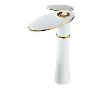 Rubinetto Lavabo Bagno A Cascata Miscelatore Monocomando Miscelatore Lavabo Bagno Alto Rubinetto Per Lavabo Bagno Miscelazione Caldo E Freddo Antispruzzo Tutto In Rame,Bianco,alto