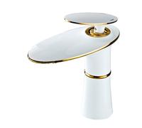 Rubinetto Lavabo Bagno A Cascata Miscelatore Monocomando Miscelatore Lavabo Rubinetto Per Lavabo Bagno Miscelazione Caldo E Freddo Antispruzzo Tutto In Rame,Bianco,Basso