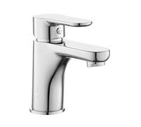 Rubinetto Lavabo Bagno In Ottone Cromato Lucido - Miscelatore Monocomando Con Scarico Salterello 1"1/4 - Linea Selma (H 13,6 Cm)