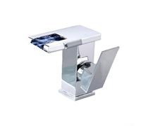 Rubinetto lavabo con effetto cascata e luci LED luminose che cambiano colore in base alla temperatura dell'acqua, maniglia singola per una facile regolazione dell'acqua (argento)