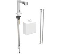 Miscelatore per lavabo Geberit Brenta, sporgenza 195 mm, funzionamento a batteria, con miscelatore termostatico, con scatola di funzioni da esterno, 116.178., Colorazione: cromato lucido e lucido - 116.178.21.1