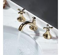 Rubinetto Lavabo MIscelatore Bagno 3 Fori, Oro Lucido