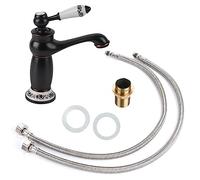 Rubinetto Lavabo Monocomando in Ceramica Stile Floreale Vintage, Miscelatore Acqua Calda e Fredda in Bronzo per Bagno, Accessorio Decorativo per Casa