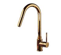 Rubinetto Lavabo Ottone Oro Estraibile Girevole Valvola Acqua Calda E Fredda Monocomando 1 Foro for Cucina