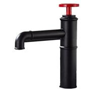 Rubinetto Lavabo Rubinetto Feng Shui Industriale Nero Tutto Rame Lavabo Retrò Rosso Caldo E Freddo Sopra Il Rubinetto Del Lavabo Da Appoggio Corto Nero E Rosso