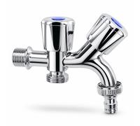 Rubinetto Lavatrice Doppio Comando 2 Vie Cromato 1/2" 3/4" Valvola Y 52883