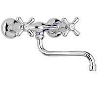 Rubinetto lavello a muro con manopole a stella croce stile classico retrò cucina