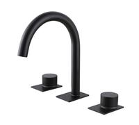 Rubinetto Lavello Bagno Collo di Cigno Rubinetto con Doppia Manopola Miscelatore 1/2 Pollice Lavandino Bagno in Ottone,nero
