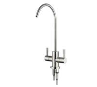 Rubinetto Lavello Cucina 2 Vie per Depuratore Spazzolato Collo di Cigno Miscelatore Solo Acqua Fredda 360° Rotante,Spazzolato