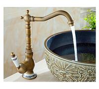 Rubinetto Lavello Cucina, Antique Kitchen Faucet 360 Miscelatore lavello girevole Miscelatore Moda Fashion Gold Lavello Rubinetto Rame Caldo e Coldina(Style 2)