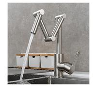 Rubinetto Lavello Cucina, Brass Pot Filler Faucet Deck a tre sezioni Pieghevole Pieghevole Pieghevole Rubinetto da cucina Triple Joint Swing Braccio for caldo e freddo(1 Function Nickel)