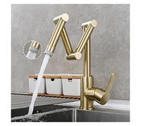 Rubinetto Lavello Cucina, Brass Pot Filler Faucet Deck a tre sezioni Pieghevole Pieghevole Pieghevole Rubinetto da cucina Triple Joint Swing Braccio for caldo e freddo(2 Function Brushed)