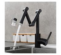 Rubinetto Lavello Cucina, Brass Pot Filler Faucet Deck a tre sezioni Pieghevole Pieghevole Pieghevole Rubinetto da cucina Triple Joint Swing Braccio for caldo e freddo(2 Function Black)