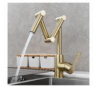Rubinetto Lavello Cucina, Brass Pot Filler Faucet Deck a tre sezioni Pieghevole Pieghevole Pieghevole Rubinetto da cucina Triple Joint Swing Braccio for caldo e freddo(1 Function Brushed)
