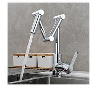 Rubinetto Lavello Cucina, Brass Pot Filler Faucet Deck a tre sezioni Pieghevole Pieghevole Pieghevole Rubinetto da cucina Triple Joint Swing Braccio for caldo e freddo(1 Function Chrome)