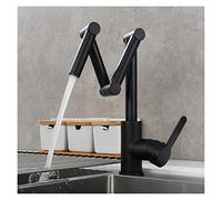 Rubinetto Lavello Cucina, Brass Pot Filler Faucet Deck a tre sezioni Pieghevole Pieghevole Pieghevole Rubinetto da cucina Triple Joint Swing Braccio for caldo e freddo(1 Function Black)