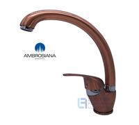 RUBINETTO LAVELLO CUCINA CANNA ALTO RAMATO MISCELATORE CUCINA RAME SPAZZOLATO