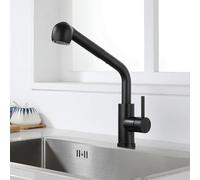Rubinetto Lavello Cucina con Doccetta Estraibile Ottone Acqua Fredda e Calda Maniglia Singola Monoforo Miscelatore Estraibile Cucina Girevole-Nero