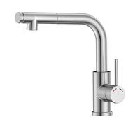 Rubinetto Lavello Cucina con Doccetta Estraibile, SREWOHS PRO Rubinetti cucina Monocomando Girevole 360° con 2 Modalità di Getto, Forma di L Monocomando Acciaio Inox con 1 Foro,Altezza 27.3cm,Nichel